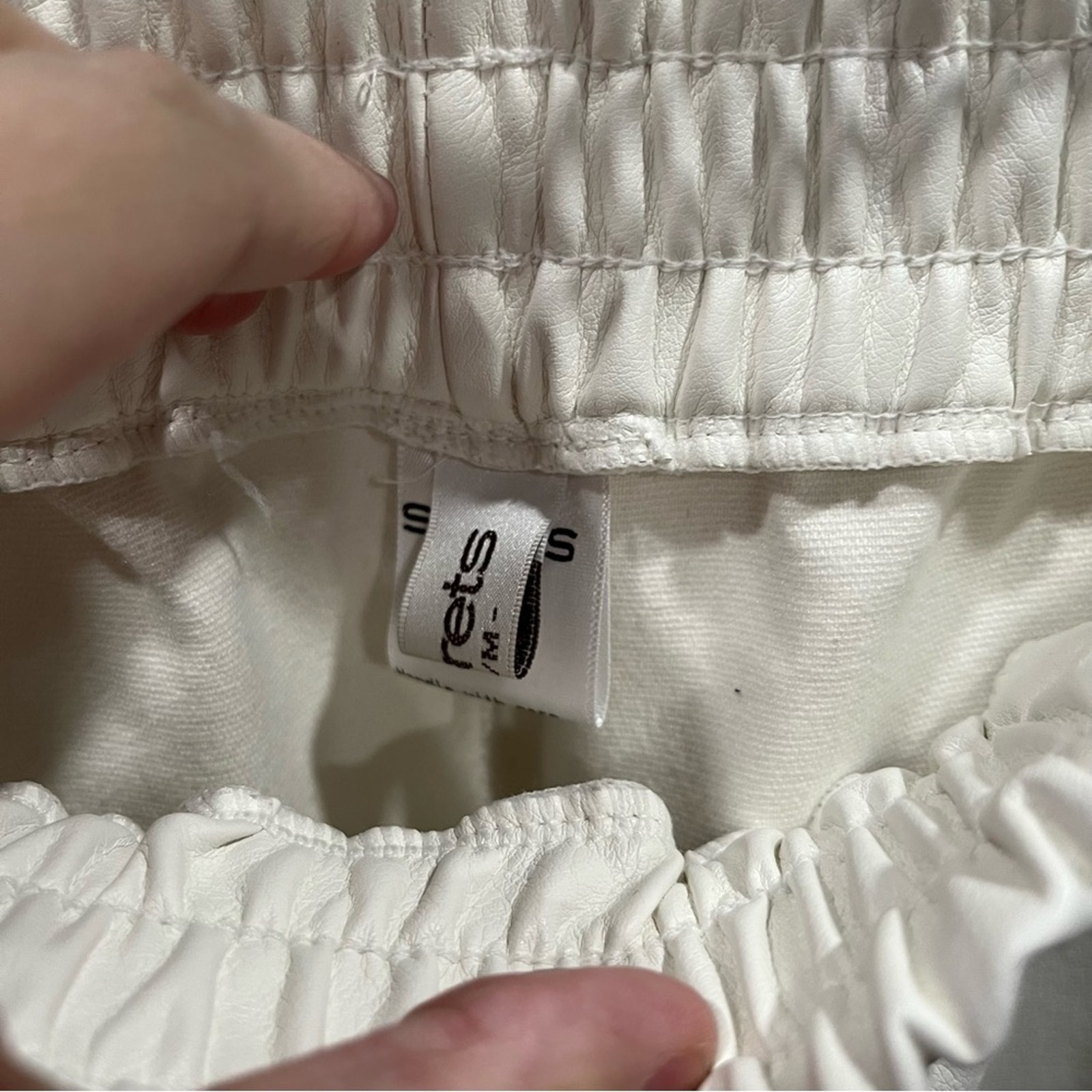 Nwt Storets Aspen Pleather Bermuda Pants Pull On Ivory — image 2 of 5